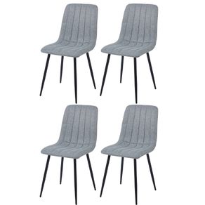 1 Kit 4 Cadeiras V1002 Rivatti 44 cm -Largura- Estofado em Tecido Cinza e Base em Aco Preto